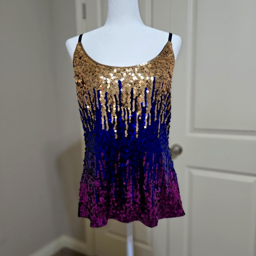 Maner Glitter Strappy Sequin Top Sparkle Cami Size XXL 2X